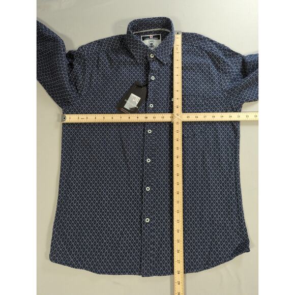 NWT Cool Colors Gentlemen Club Shirt M Blue Geometric Print Long Sleeve Casual - Picture 6 of 15